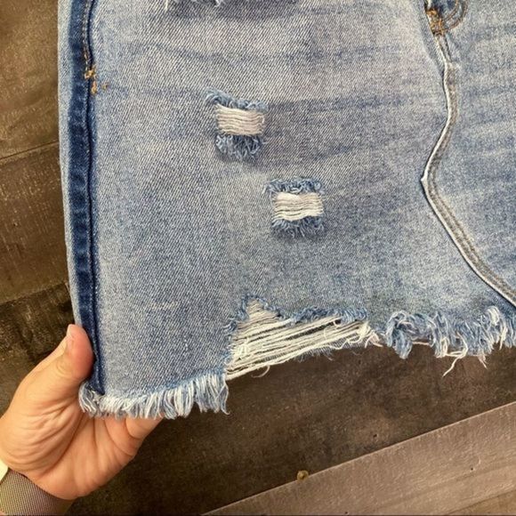 Umgee Distressed Denim Mini Skirt - Picture 5 of 10